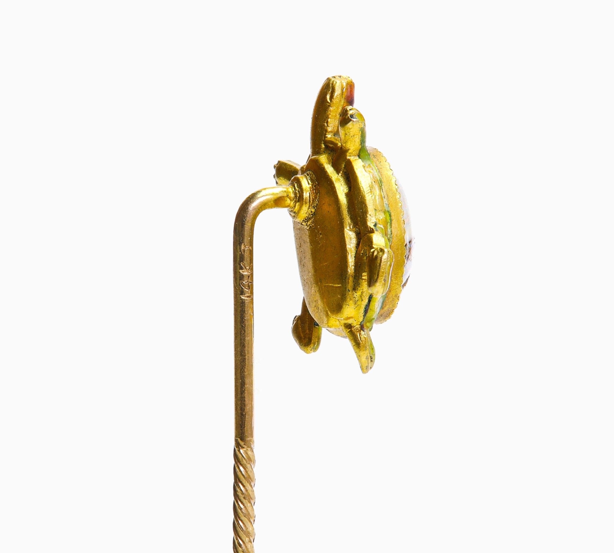 Antique Gold Opal Turtle Stick Pin