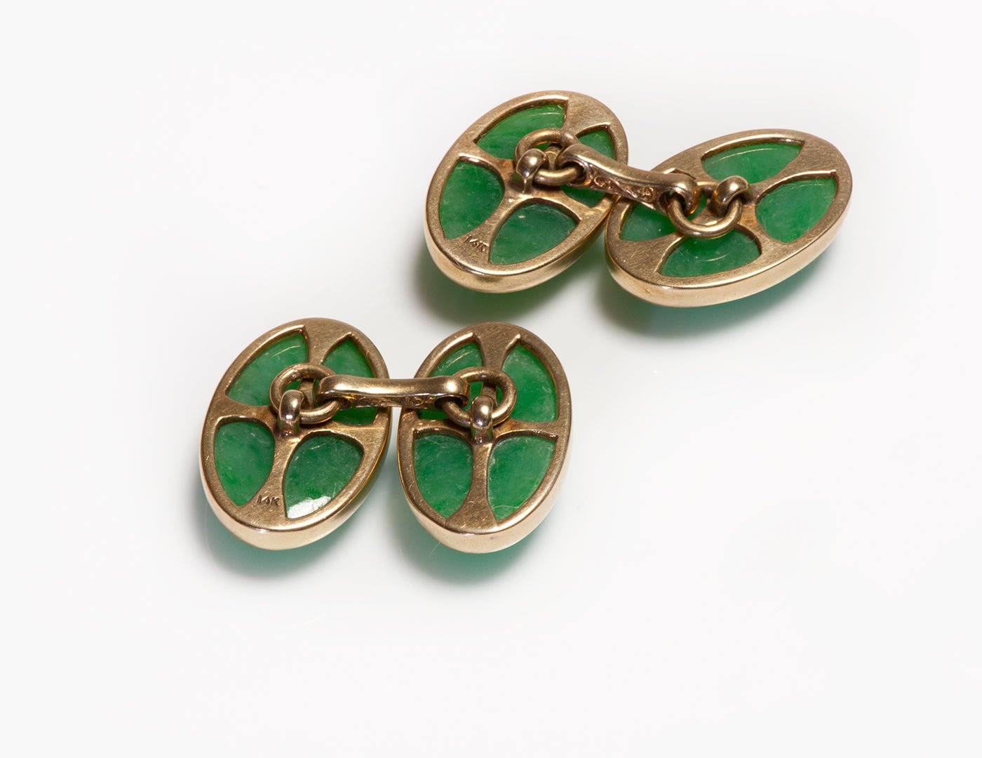 Antique Gold Oval Jade Cufflinks
