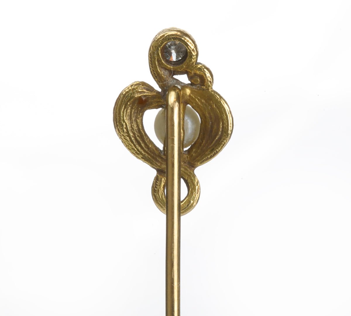 Antique Gold Pearl Diamond Stick Pin