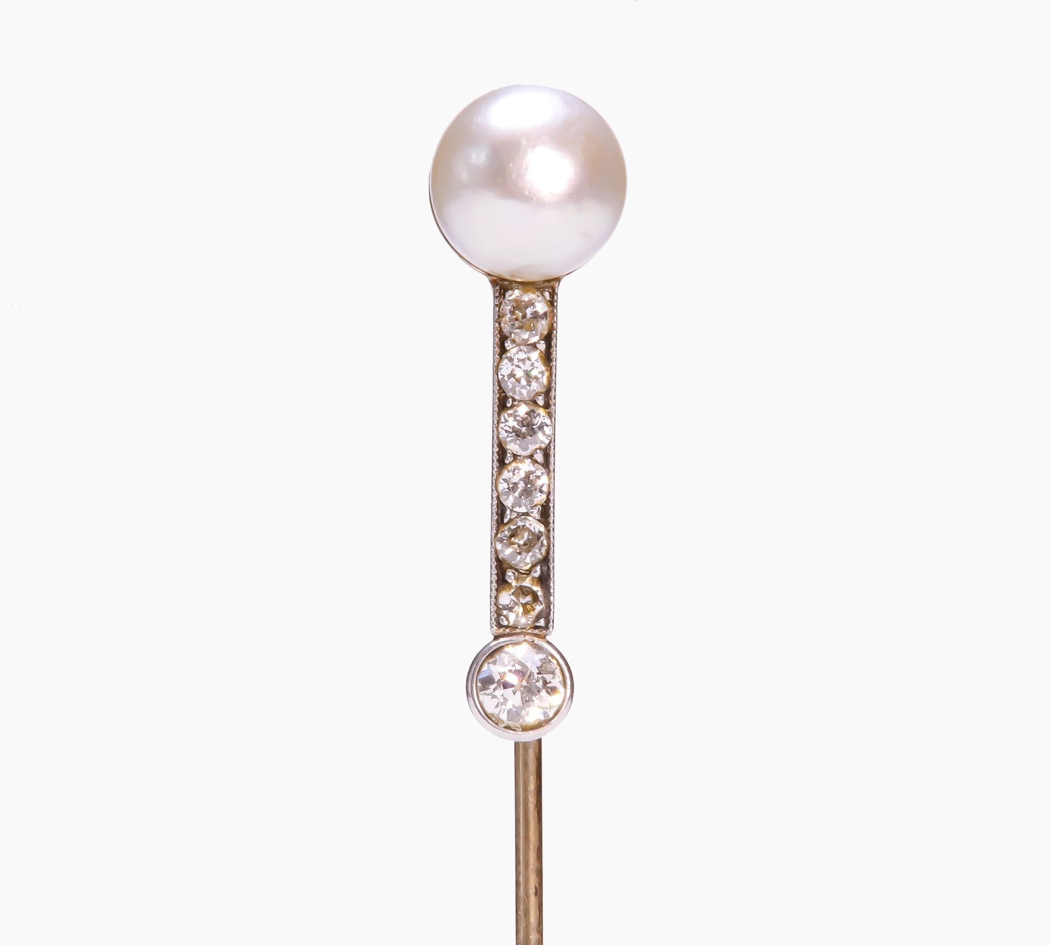Antique Gold Pearl Diamond Stick Pin