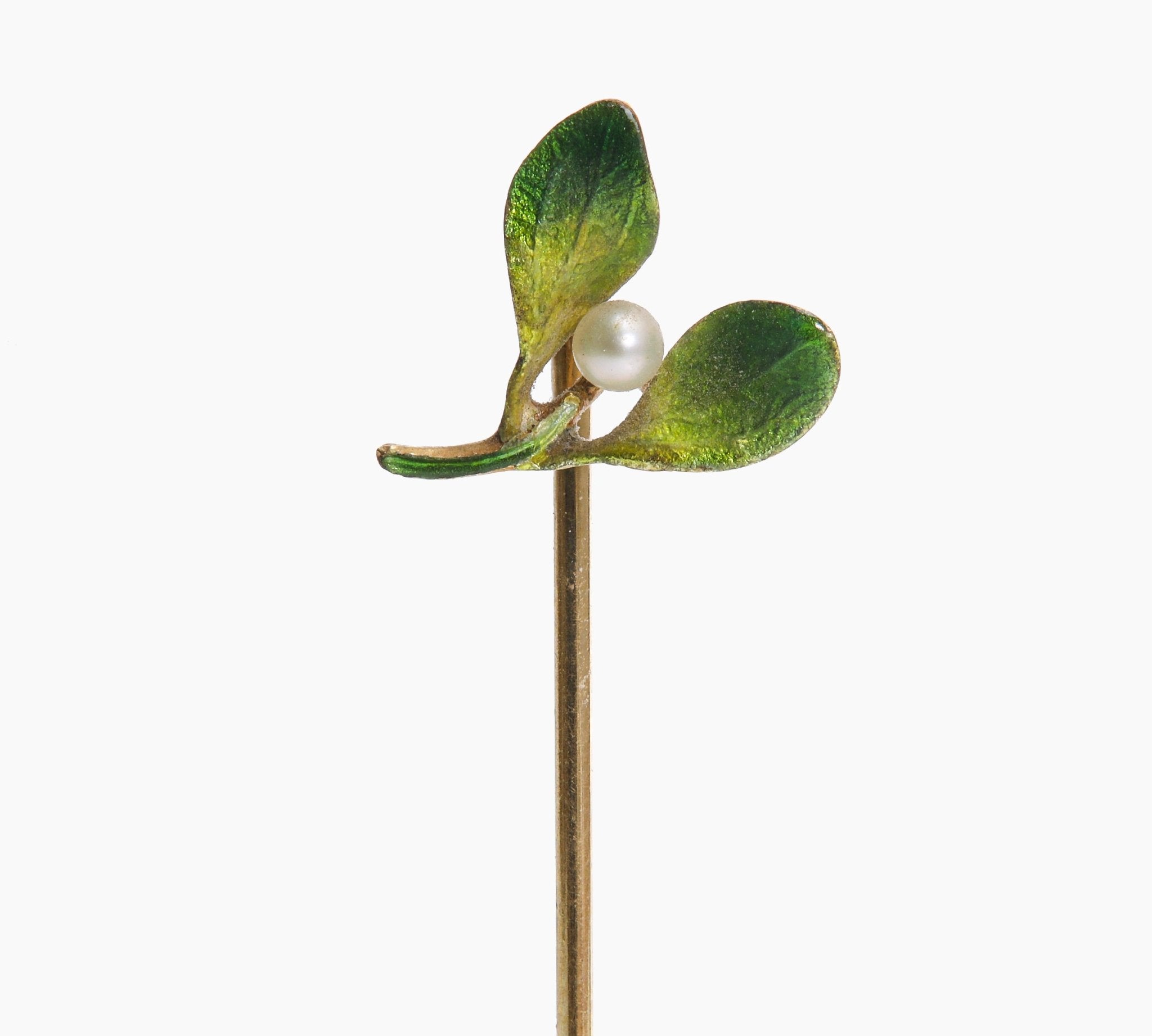 Antique Gold Pearl Mistletoe Stick Pin