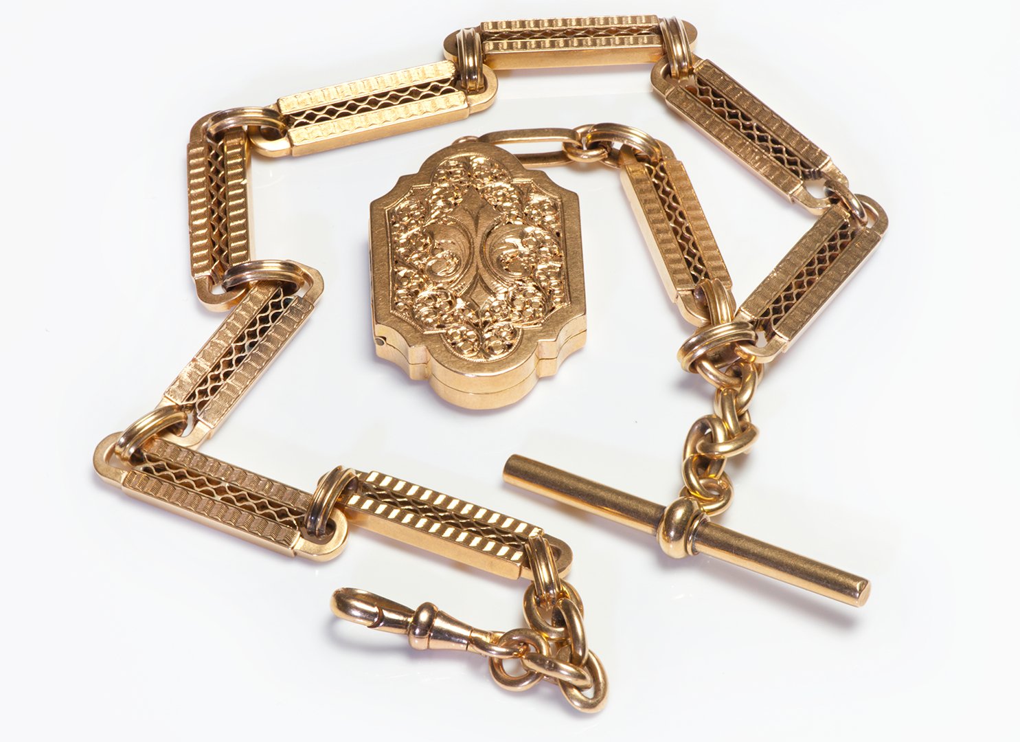 Antique Gold Pierced Filigree Chain and Locket