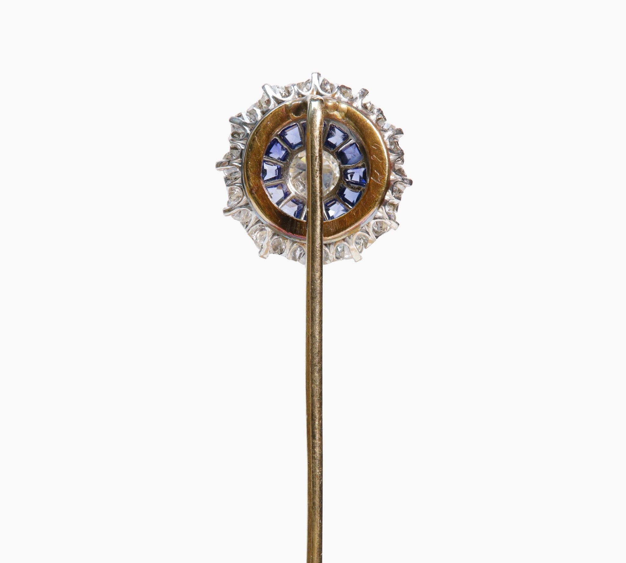 Antique Gold Platinum Diamond Sapphire Stick Pin