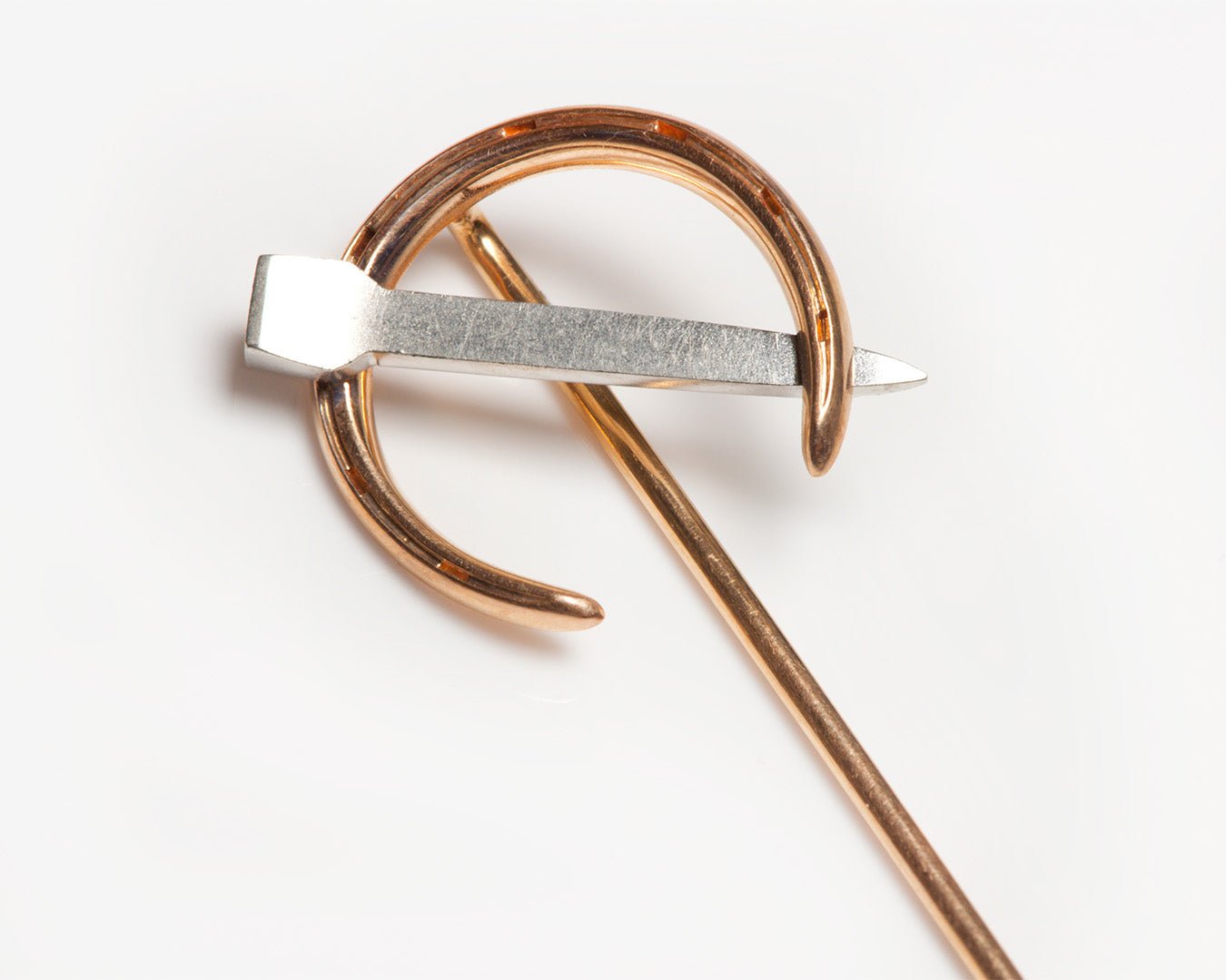 Antique Gold Platinum Horseshoe Nail Stick Pin