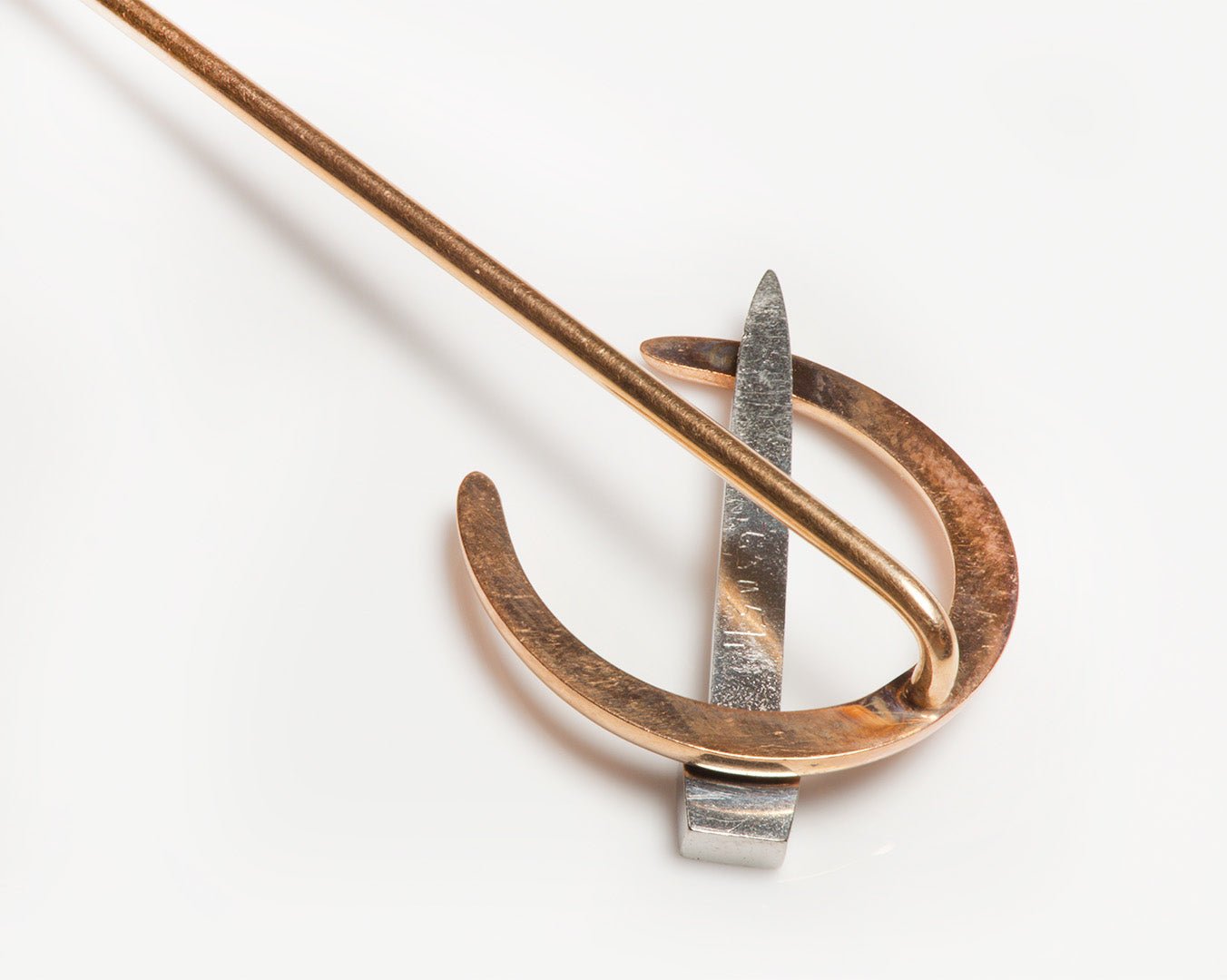 Antique Gold Platinum Horseshoe Nail Stick Pin