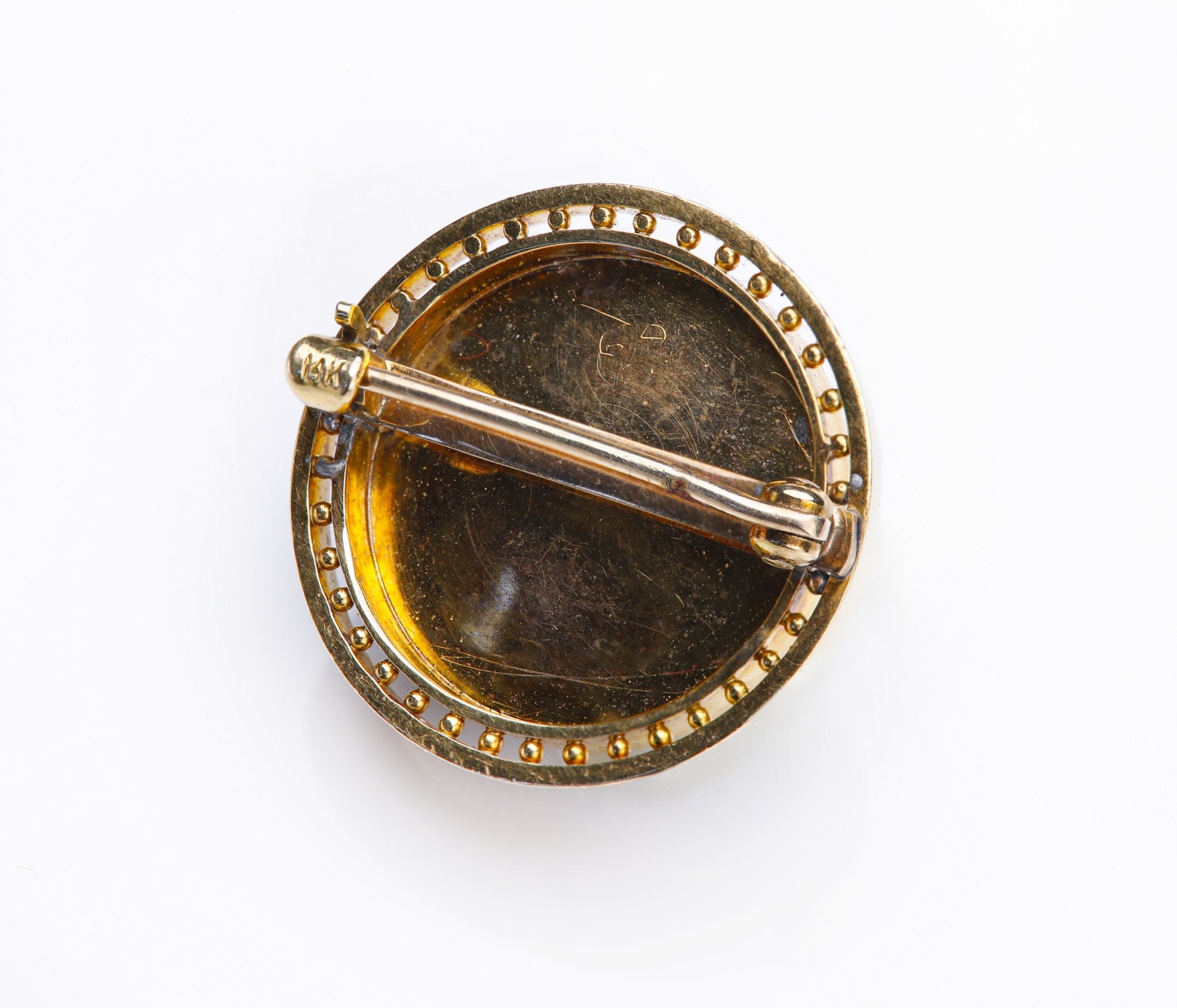 Antique Gold Reverse Crystal Dog Brooch