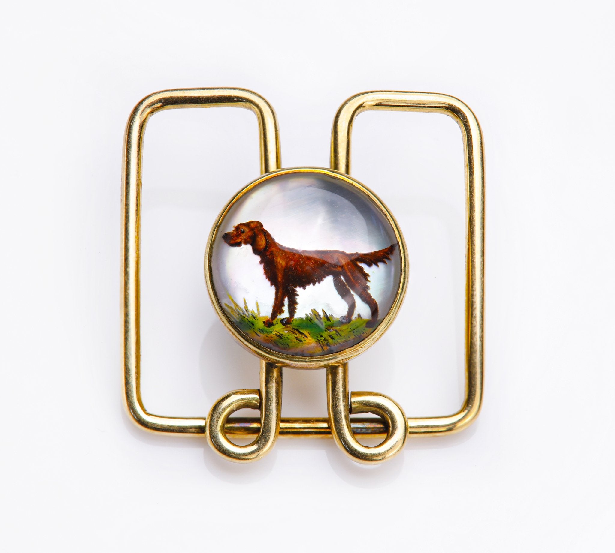 Antique Gold Reverse Crystal Dog Money Clip
