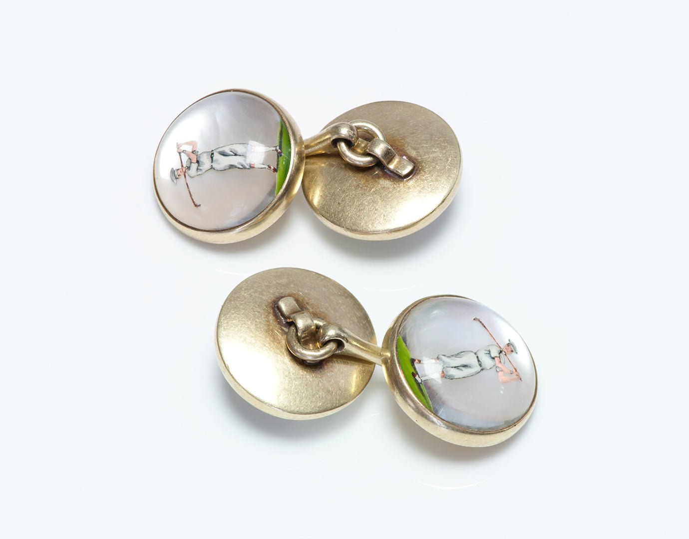 Antique Gold Reverse Crystal Golf Cufflinks