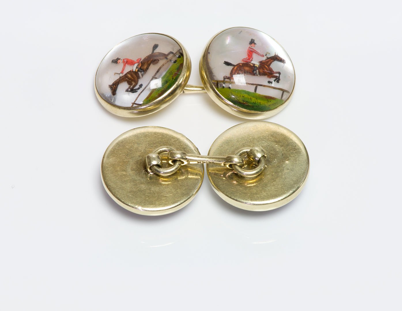 Antique Gold Reverse Crystal Horse Cufflinks