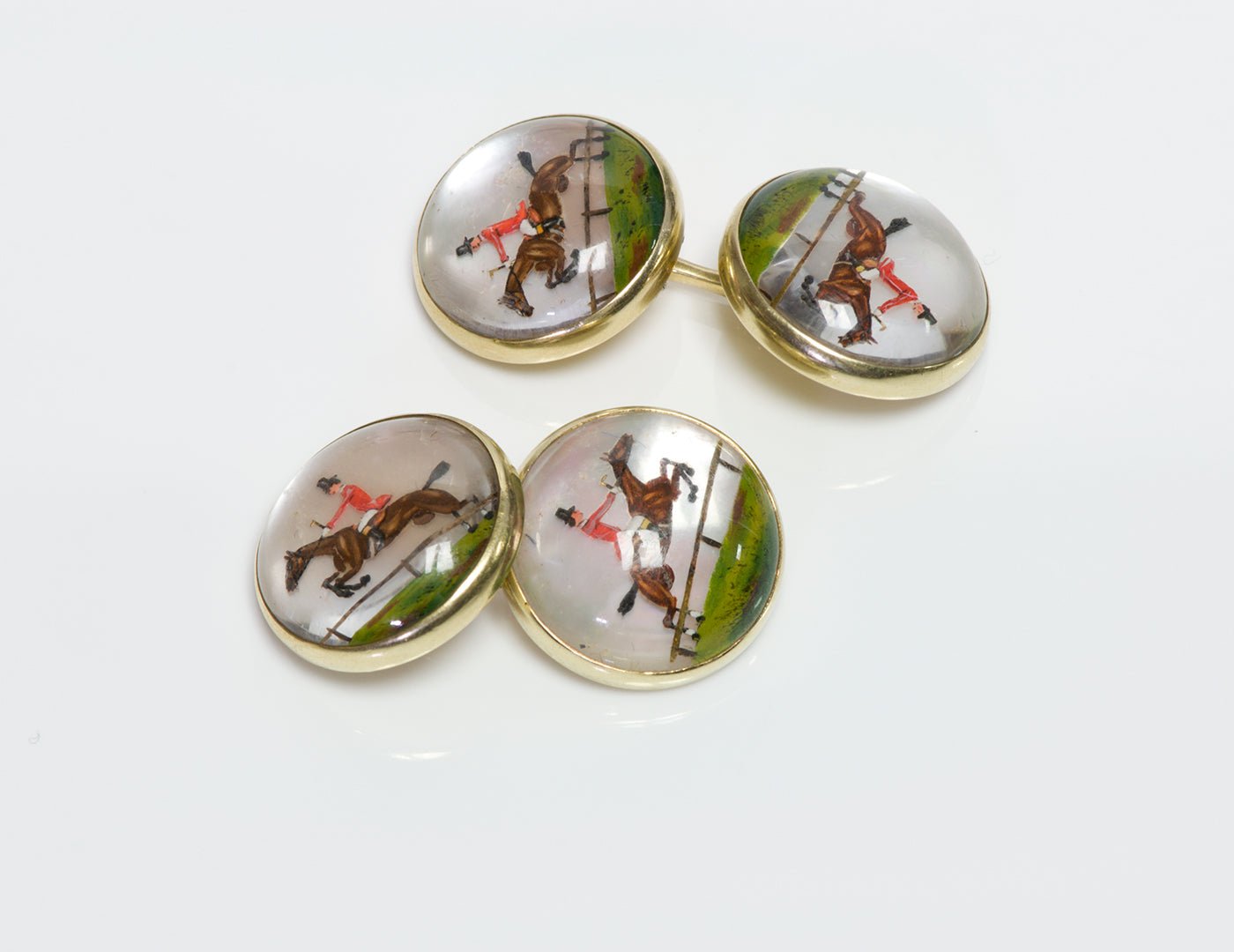 Antique Gold Reverse Crystal Horse Cufflinks