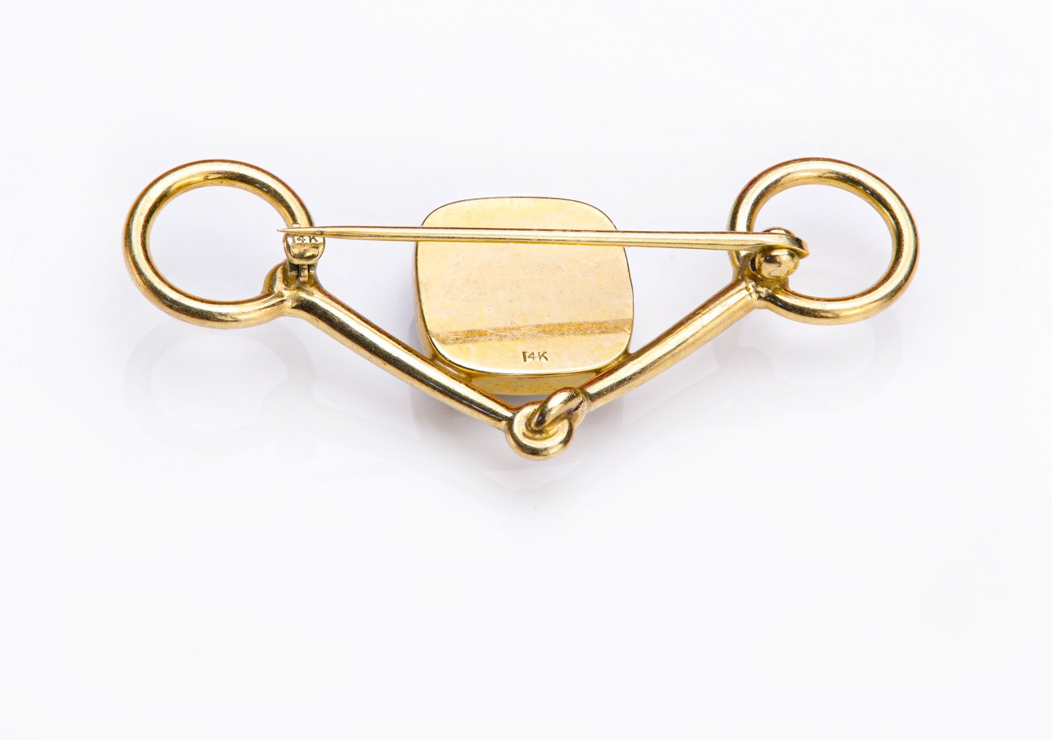 Antique Gold Reverse Crystal Horse Jockey Brooch