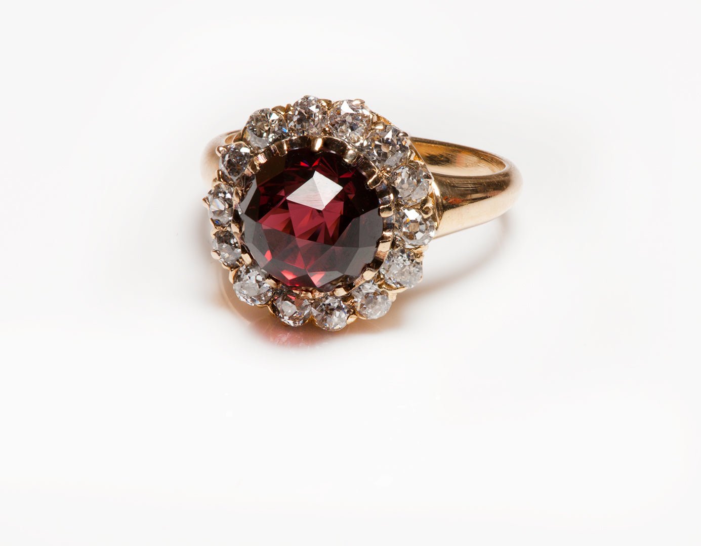 Antique Gold Rose Cut Garnet Diamond Ring