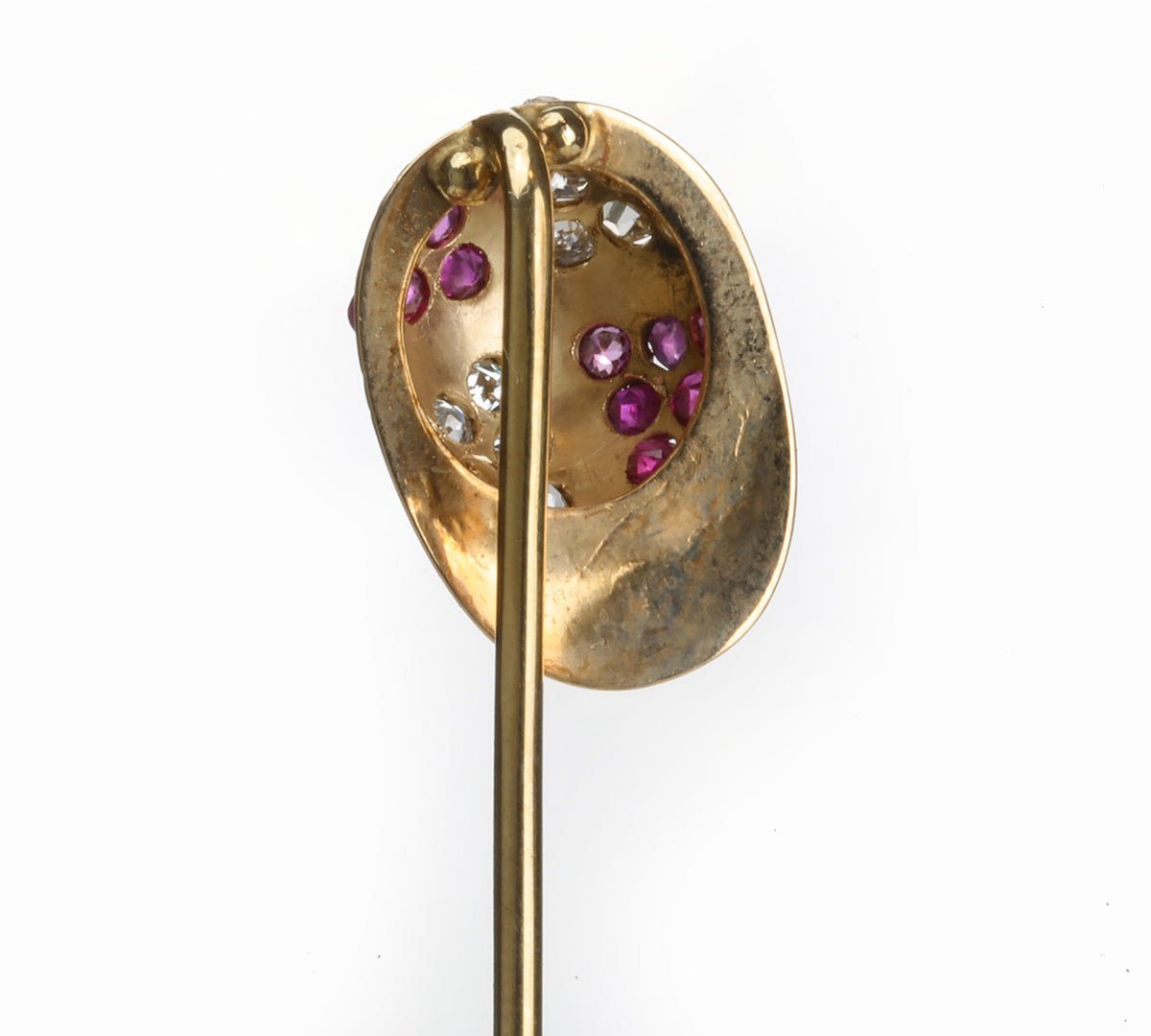 Antique Gold Ruby Diamond Cap Stick Pin