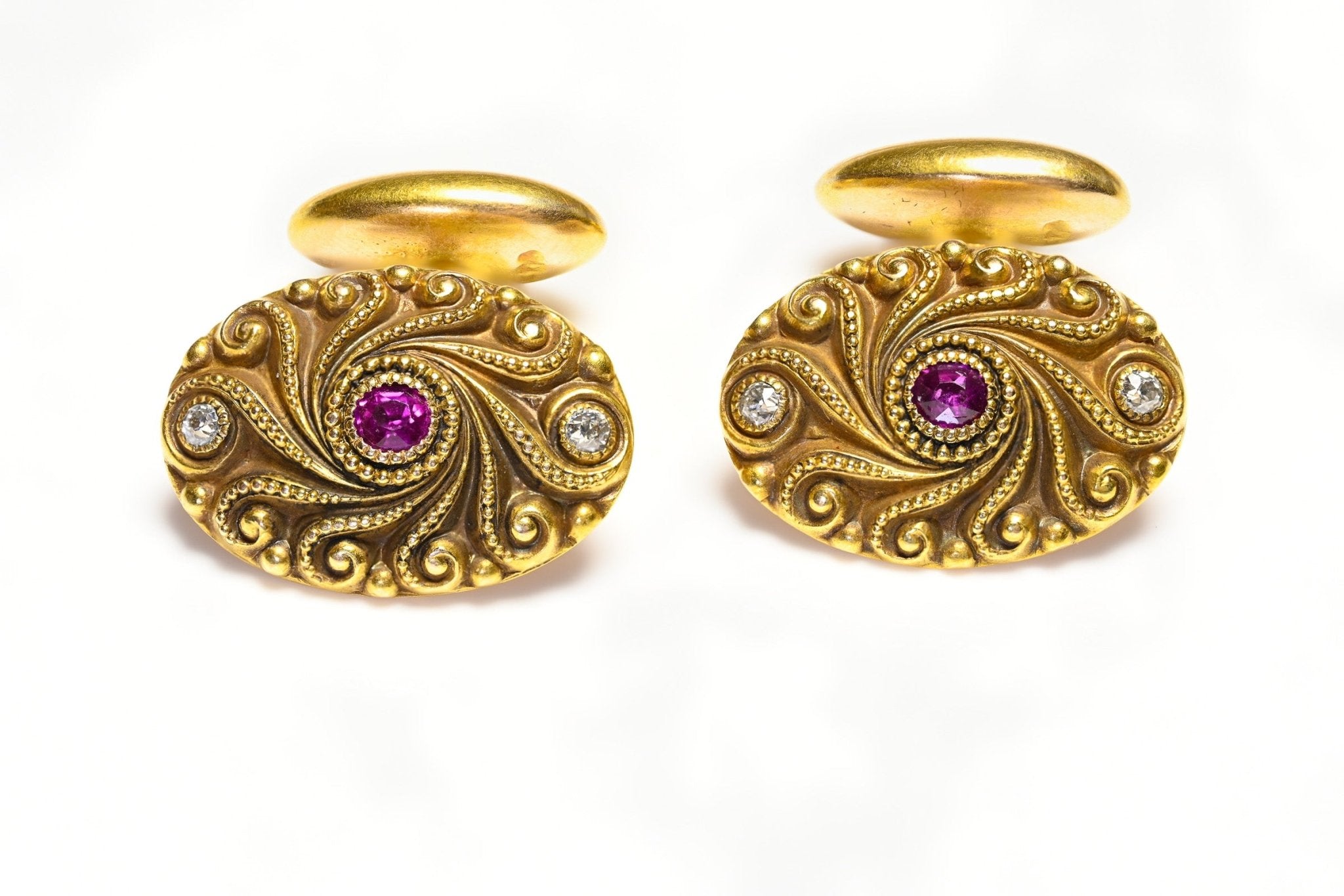 Antique Gold Ruby Diamond Cufflinks