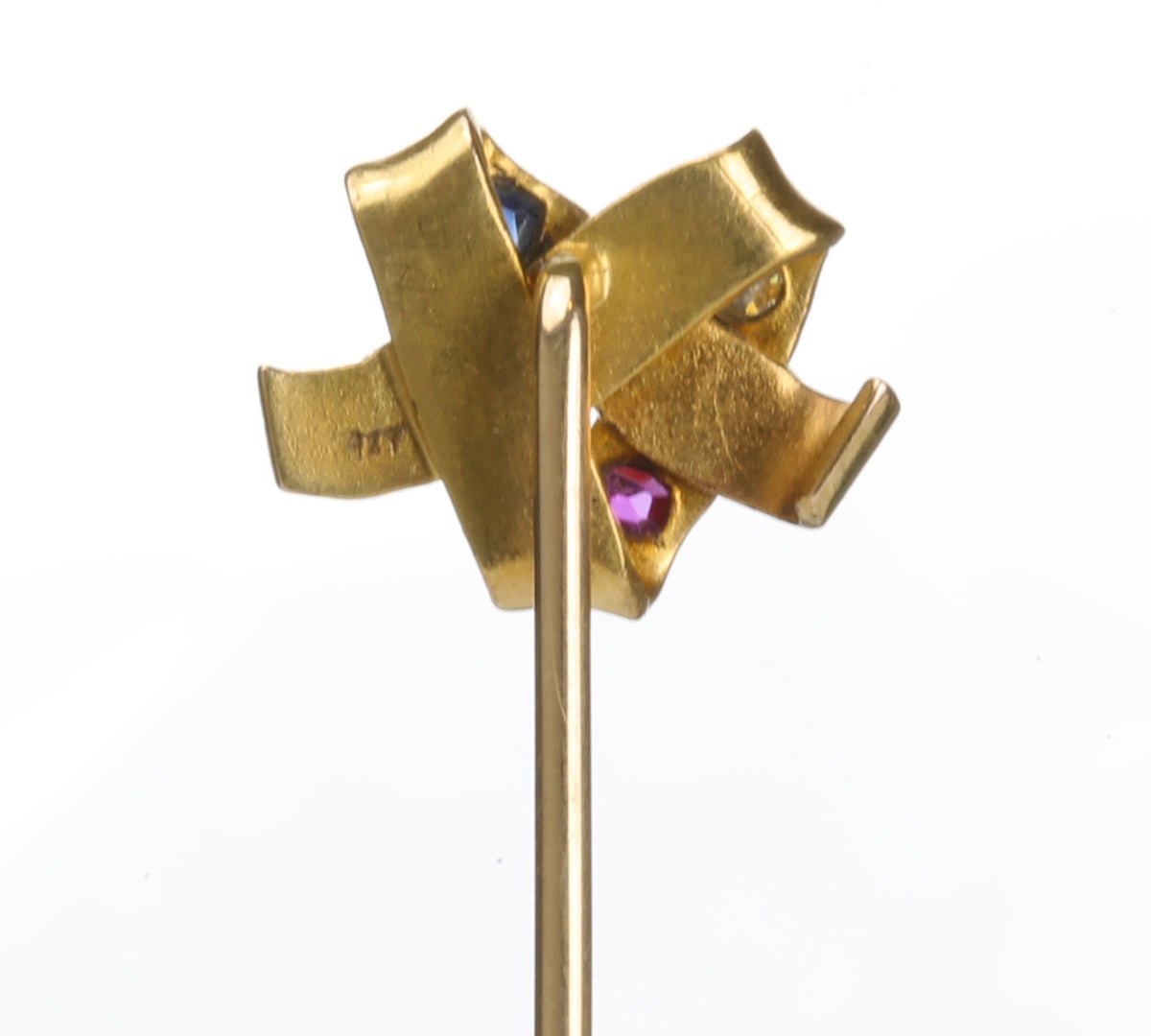 Antique Gold Ruby Diamond Stick Pin