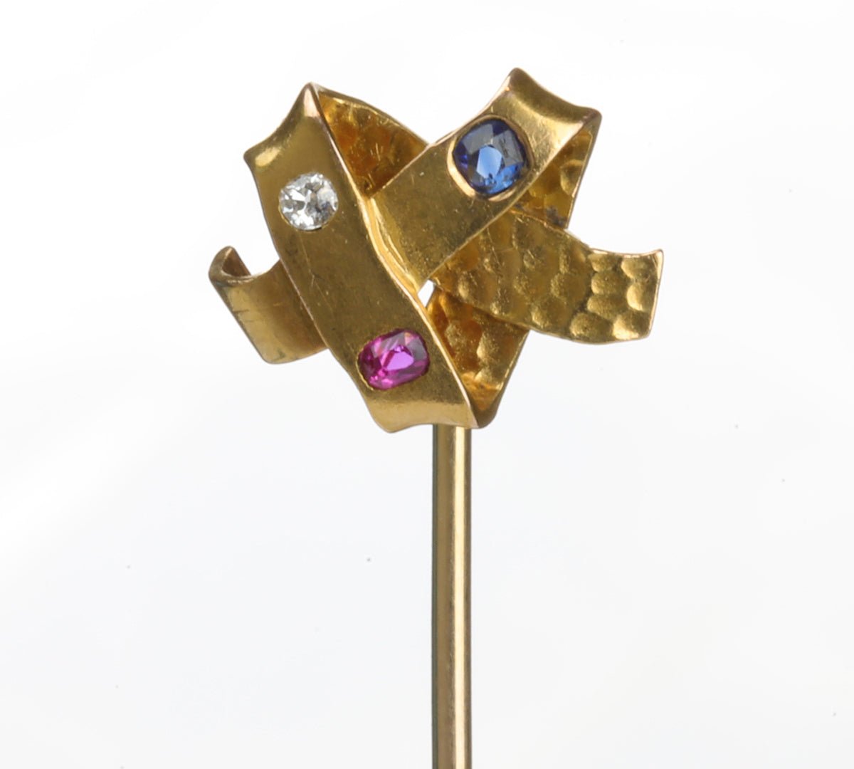 Antique Gold Ruby Diamond Stick Pin
