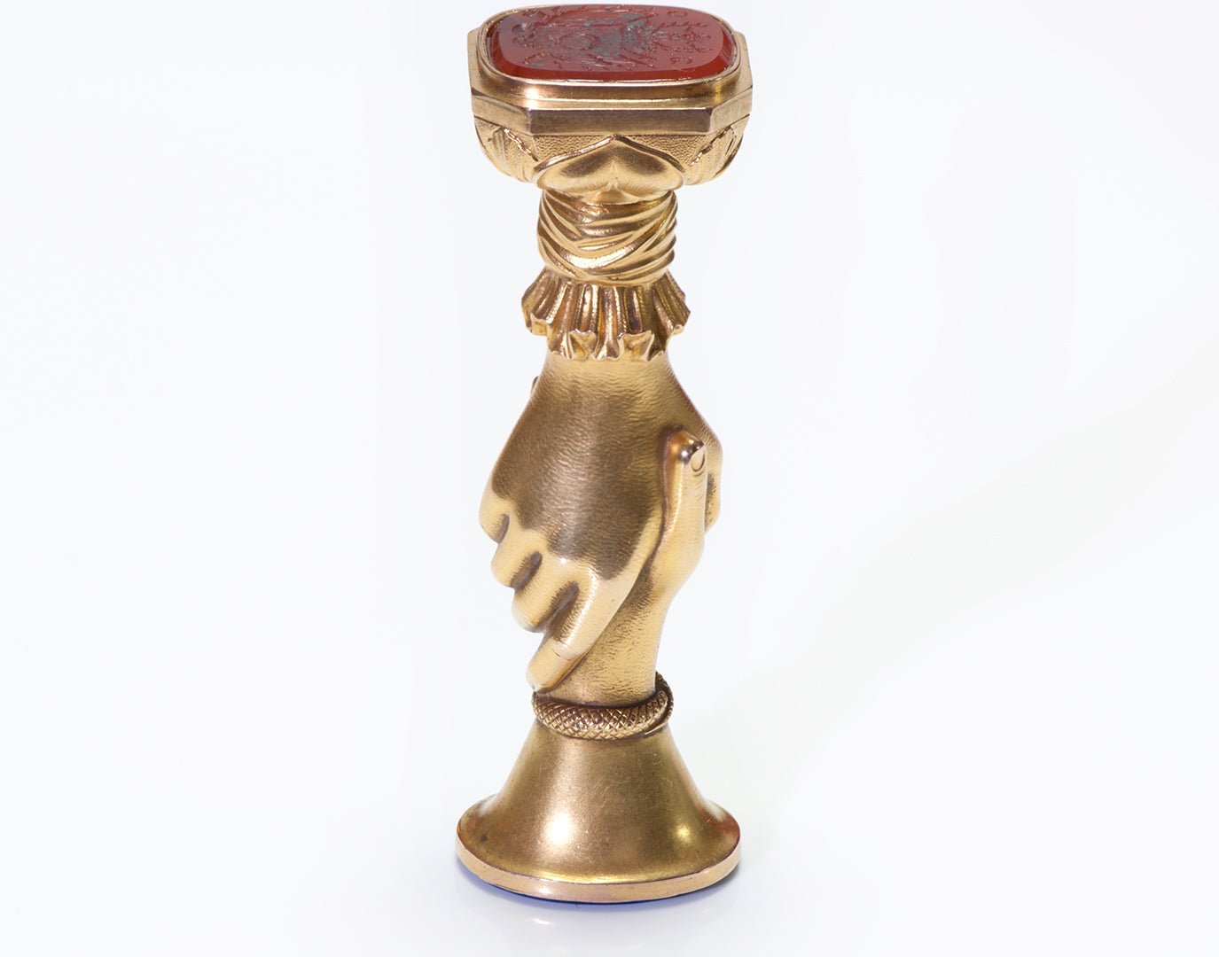 Antique Gold Ruby Emerald Lapis Carnelian Hand Crest Seal