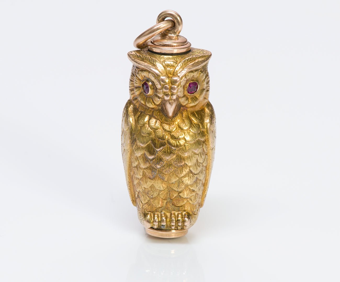 Antique Gold & Ruby Owl Fob Pencil
