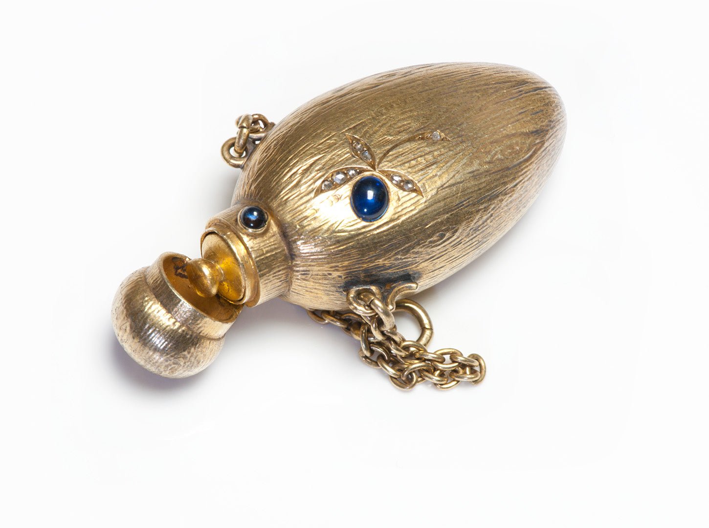 Antique Gold Sapphire Diamond Perfume Bottle