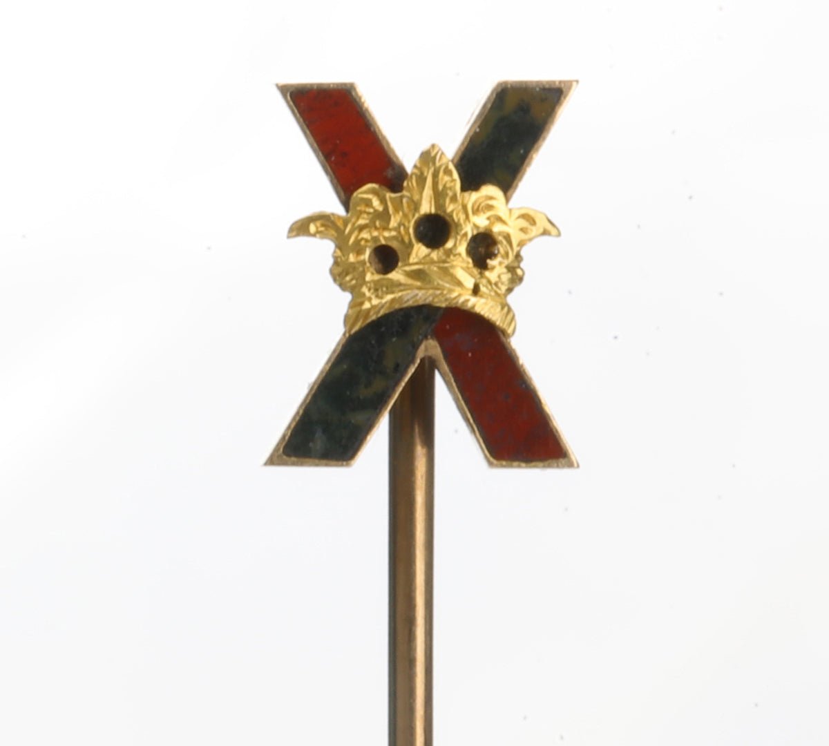 Antique Gold Scottish Agate X Crown Stick Pin