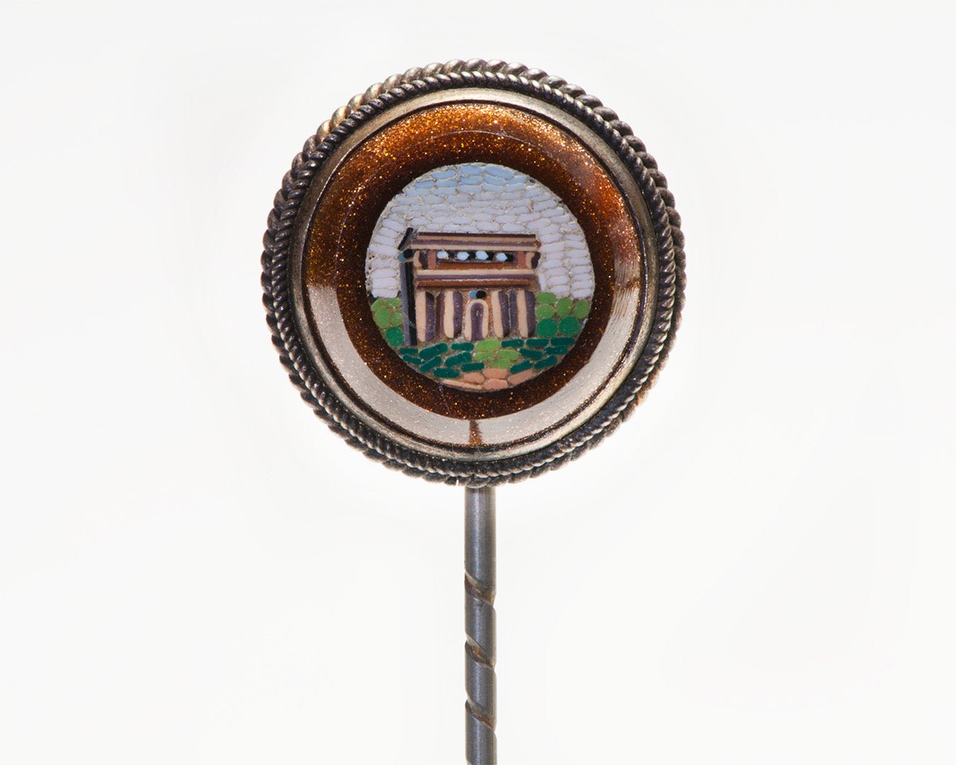 Antique Gold Stone Micro Mosaic Stick Pin