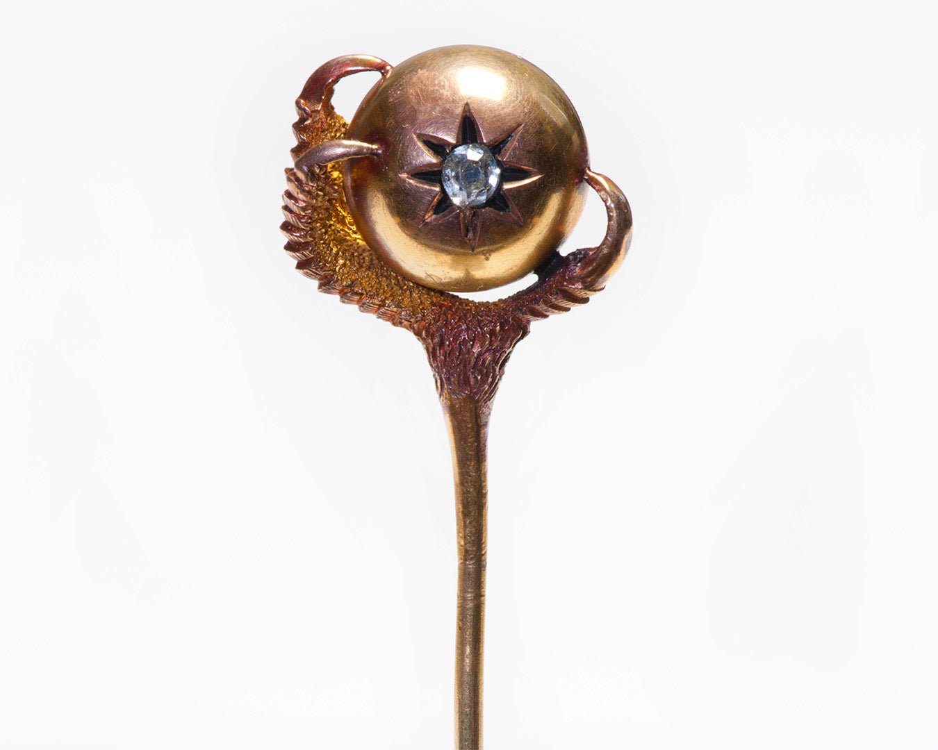 Antique Gold Talon Claw Diamond Stick Pin