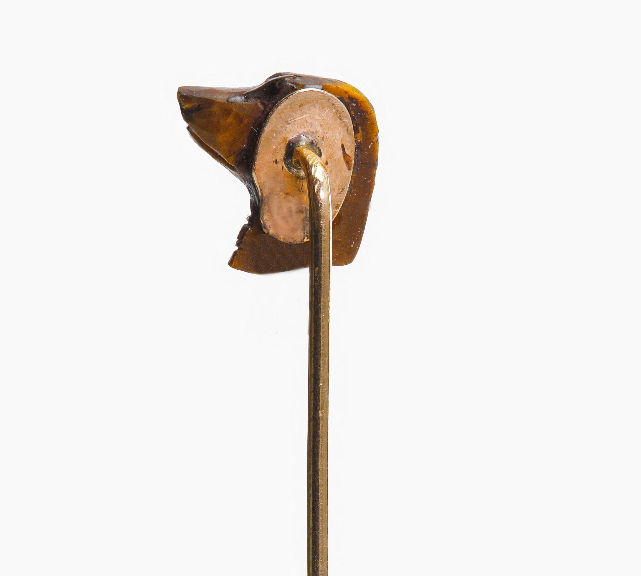 Antique Gold Tiger Eye Dog Stick Pin