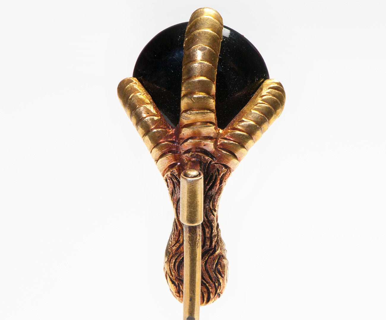 Antique Gold White Sapphire Stone Onyx Claw Stick Pin