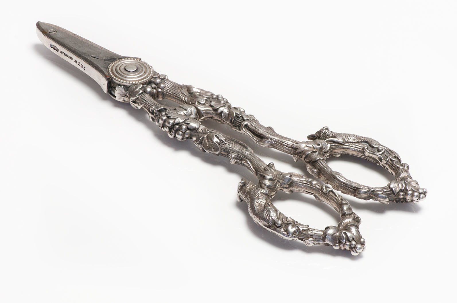 Antique Gorham Sterling Silver Grape Shears "Fox and Grape" Pattern