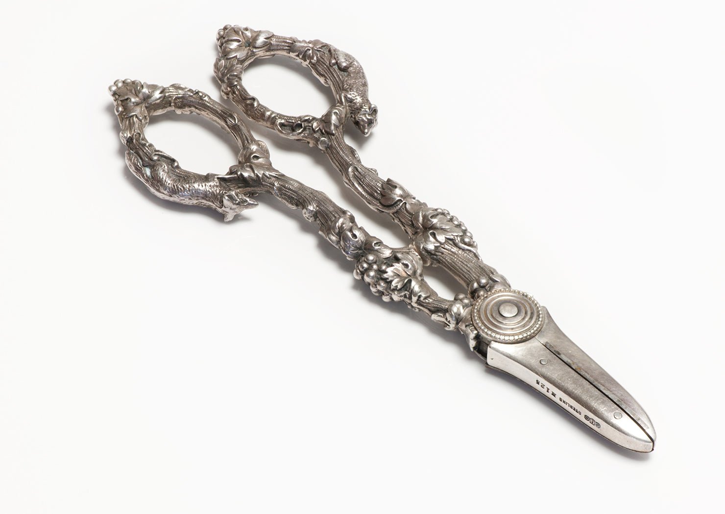 Antique Gorham Sterling Silver Grape Shears "Fox and Grape" Pattern