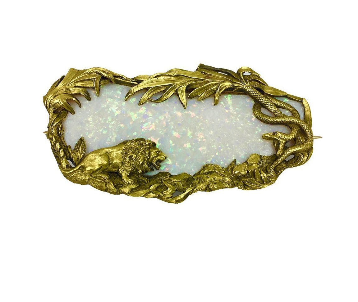 Antique Gustav Manz Gold Opal Brooch