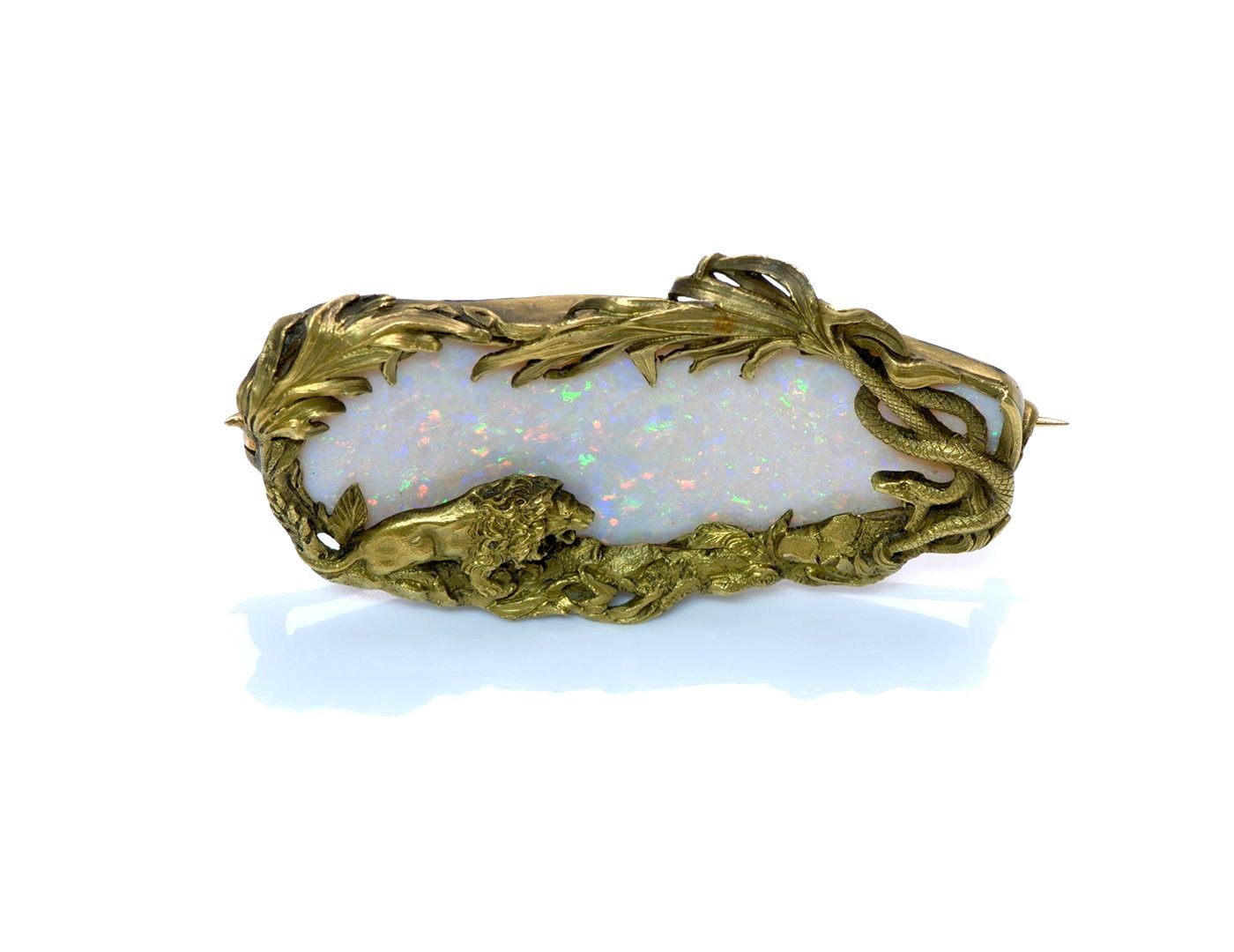 Antique Gustav Manz Gold Opal Brooch