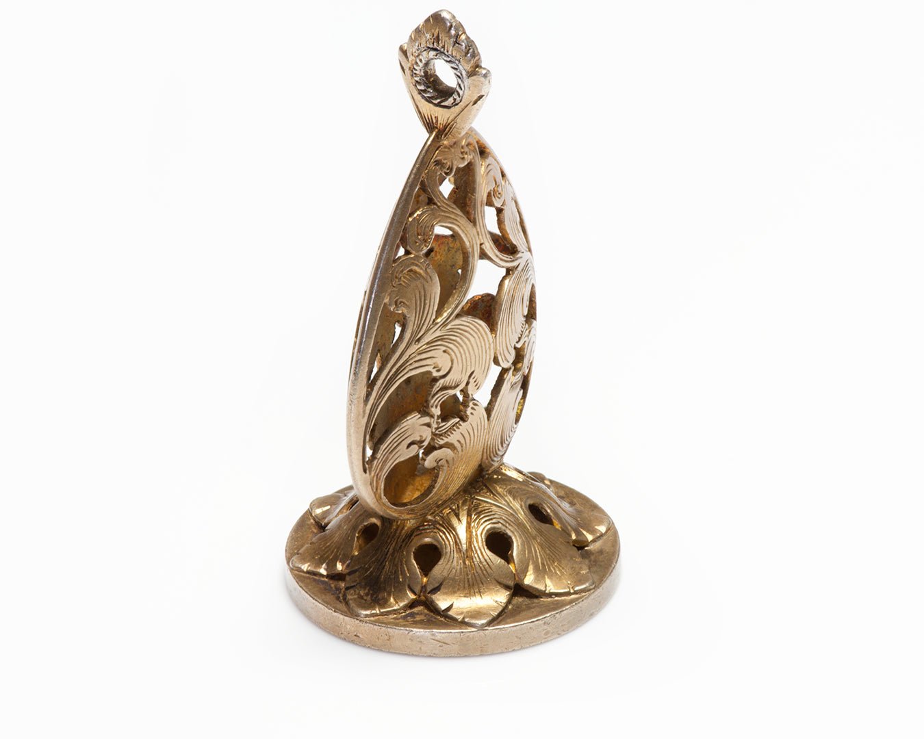Antique Hand Carved Gilt Silver Fob Family Crest Seal