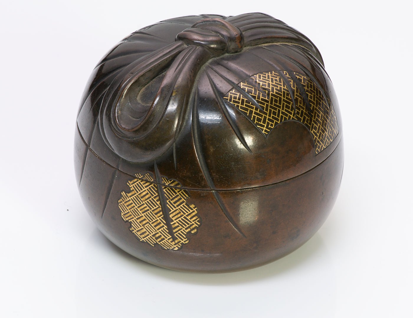 Antique Japanese Bronze Gold Bow Box