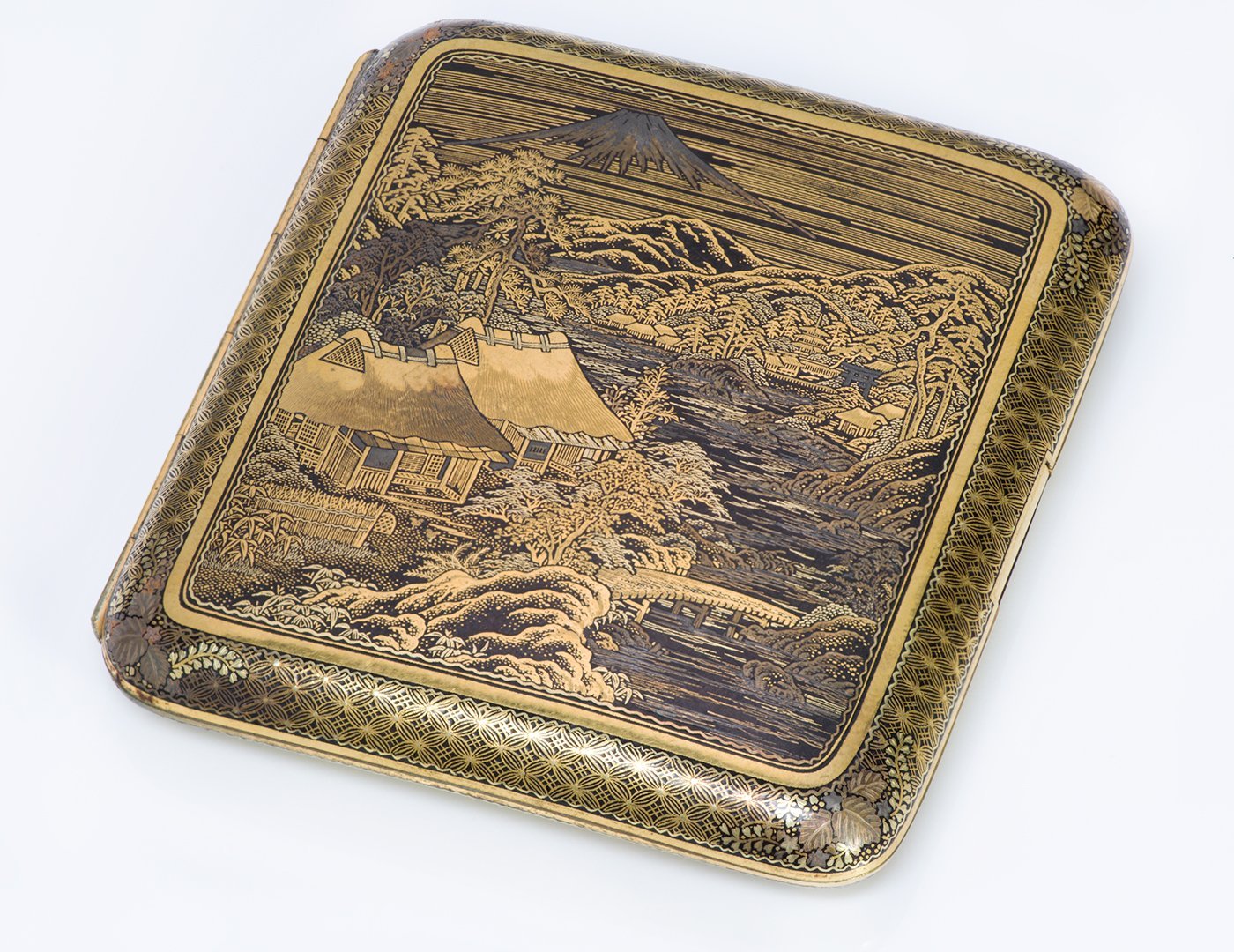 Antique Japanese Damascene Iron Gold Cigarette Case