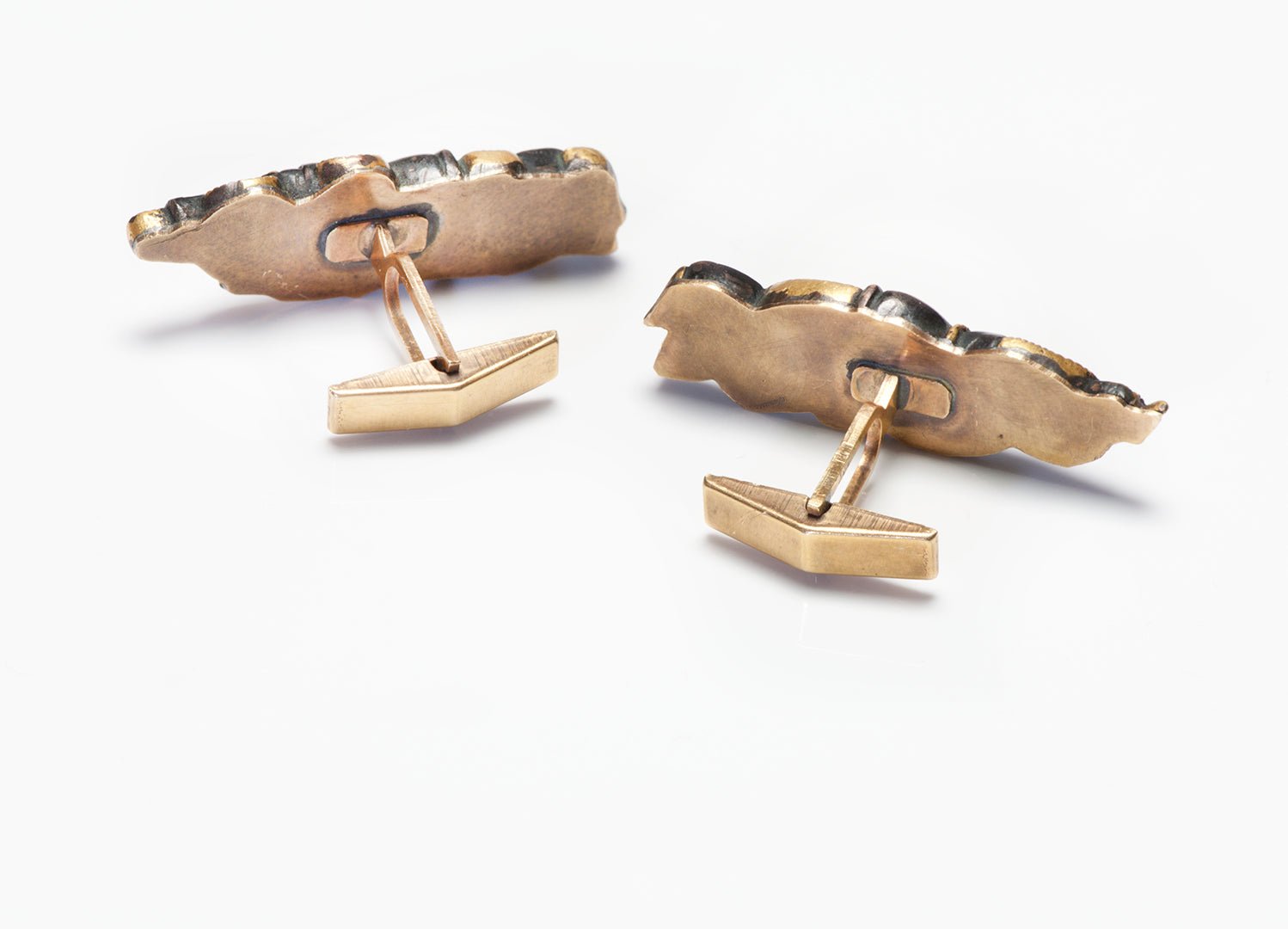Antique Japanese Shakudo Mixed Metal & Gold-Mounted Cufflinks