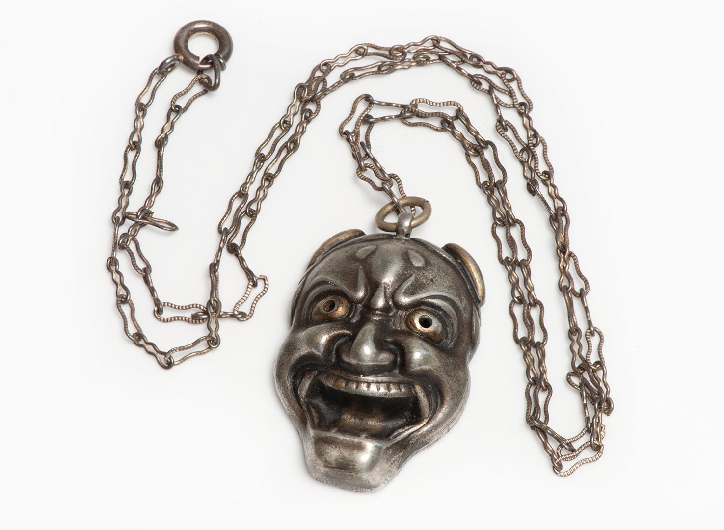 Antique Japanese Silver Satyr Pendant