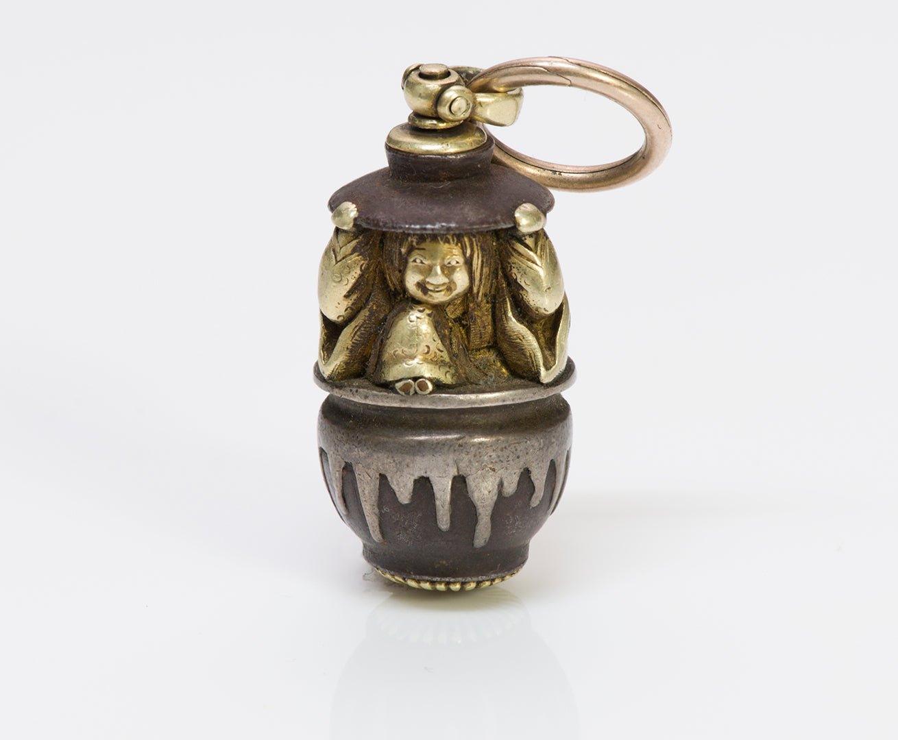Antique Japanese Whimsical Mixed Metal Fob Pendant
