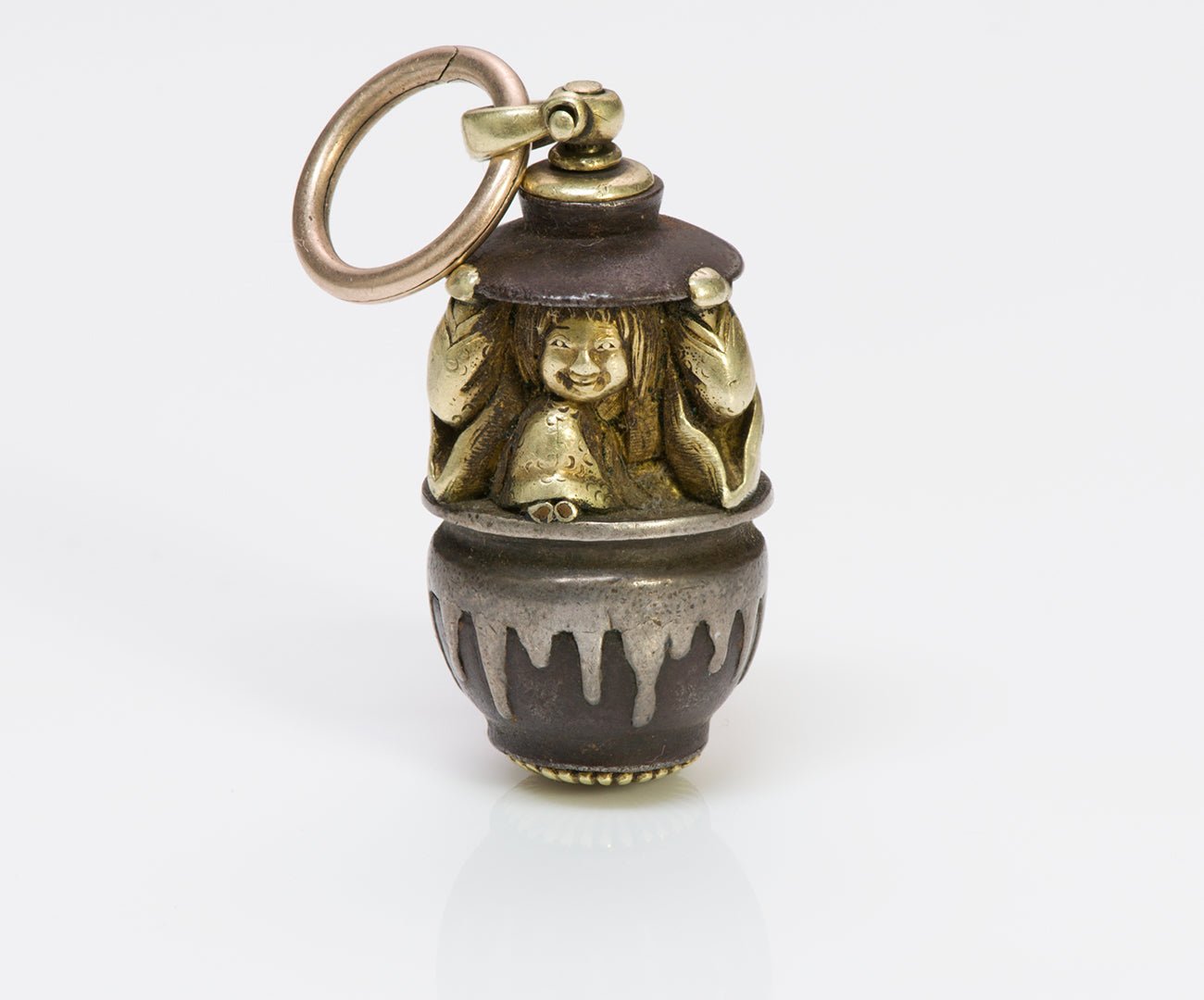 Antique Japanese Whimsical Mixed Metal Fob Pendant