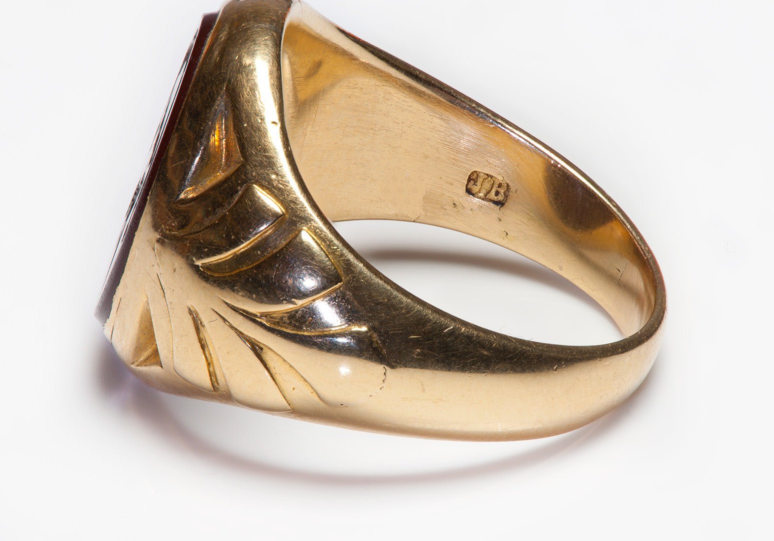 Antique John Brogden Gold Sardonyx Eagle Crest Men's Ring