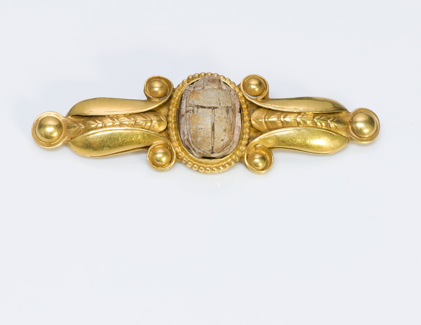 Antique Kalo Shop George Welles Egyptian Revival 14K Gold Ancient Scarab Brooch