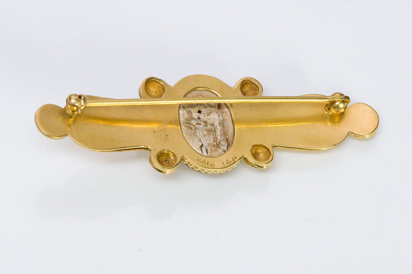 Antique Kalo Shop George Welles Egyptian Revival 14K Gold Ancient Scarab Brooch