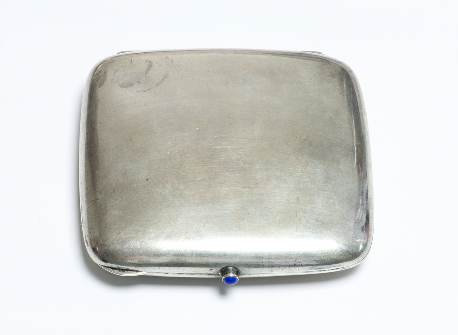 Antique Louis Kuppenheim Silver Enamel Sapphire Car Cigarette Case