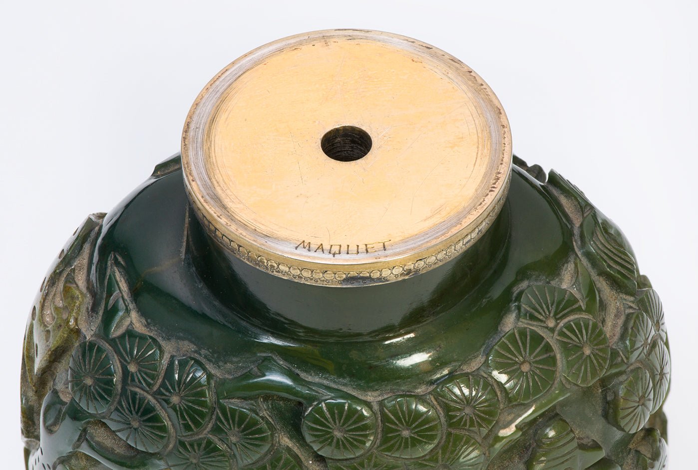 Antique Maison Maquet Jade Coral Silver Snuff Bottle Lighter