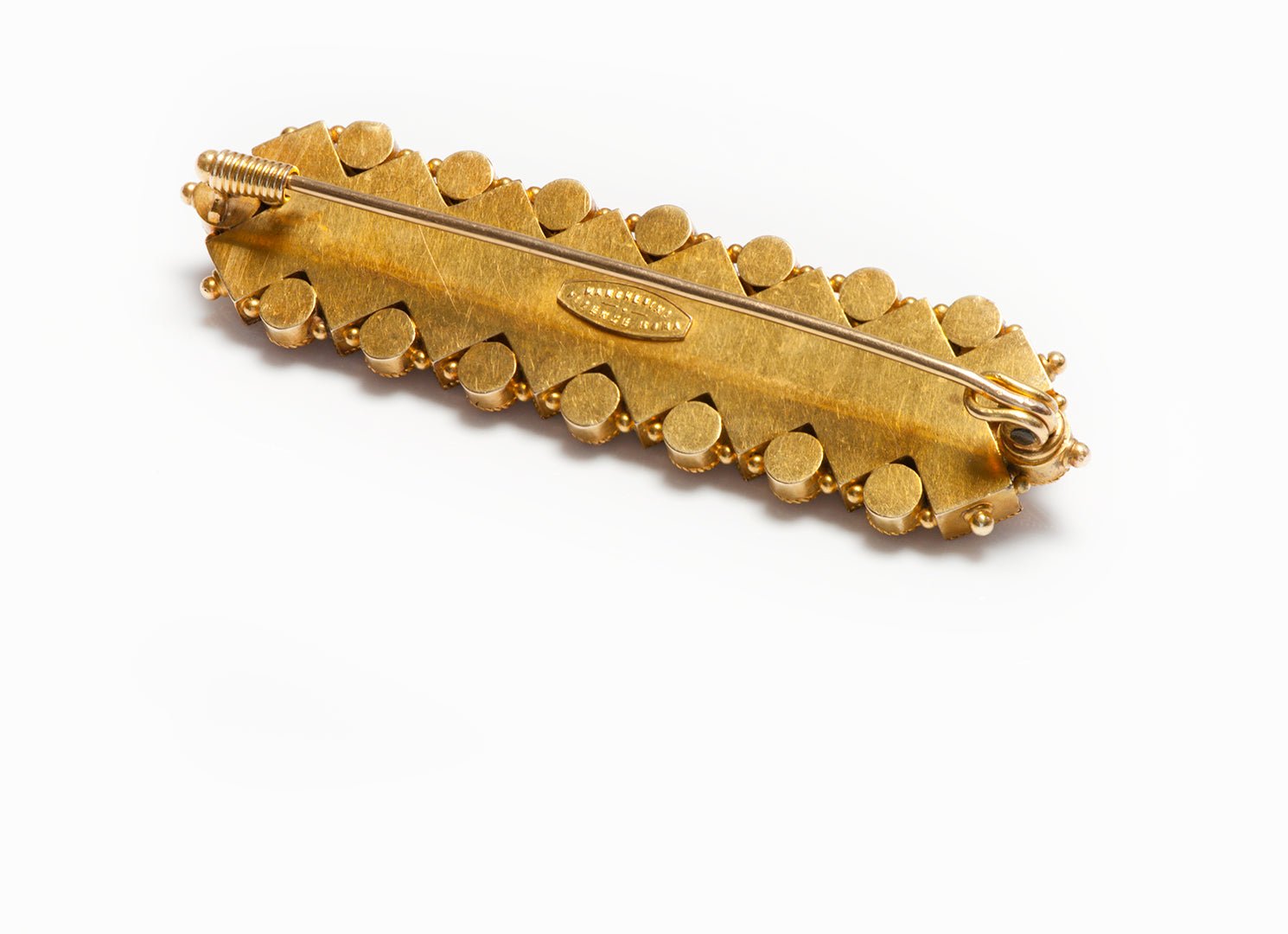 Antique Marchesini Gold Lapis Pearl Brooch