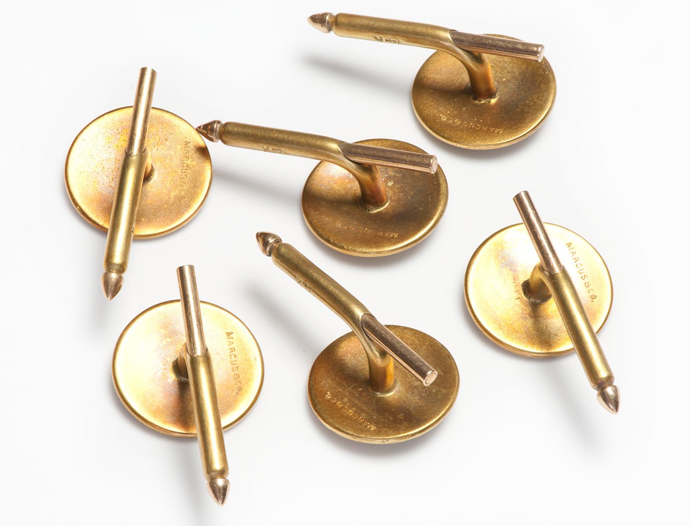 Antique Marcus & Co. Art Nouveau Gold Enamel Studs