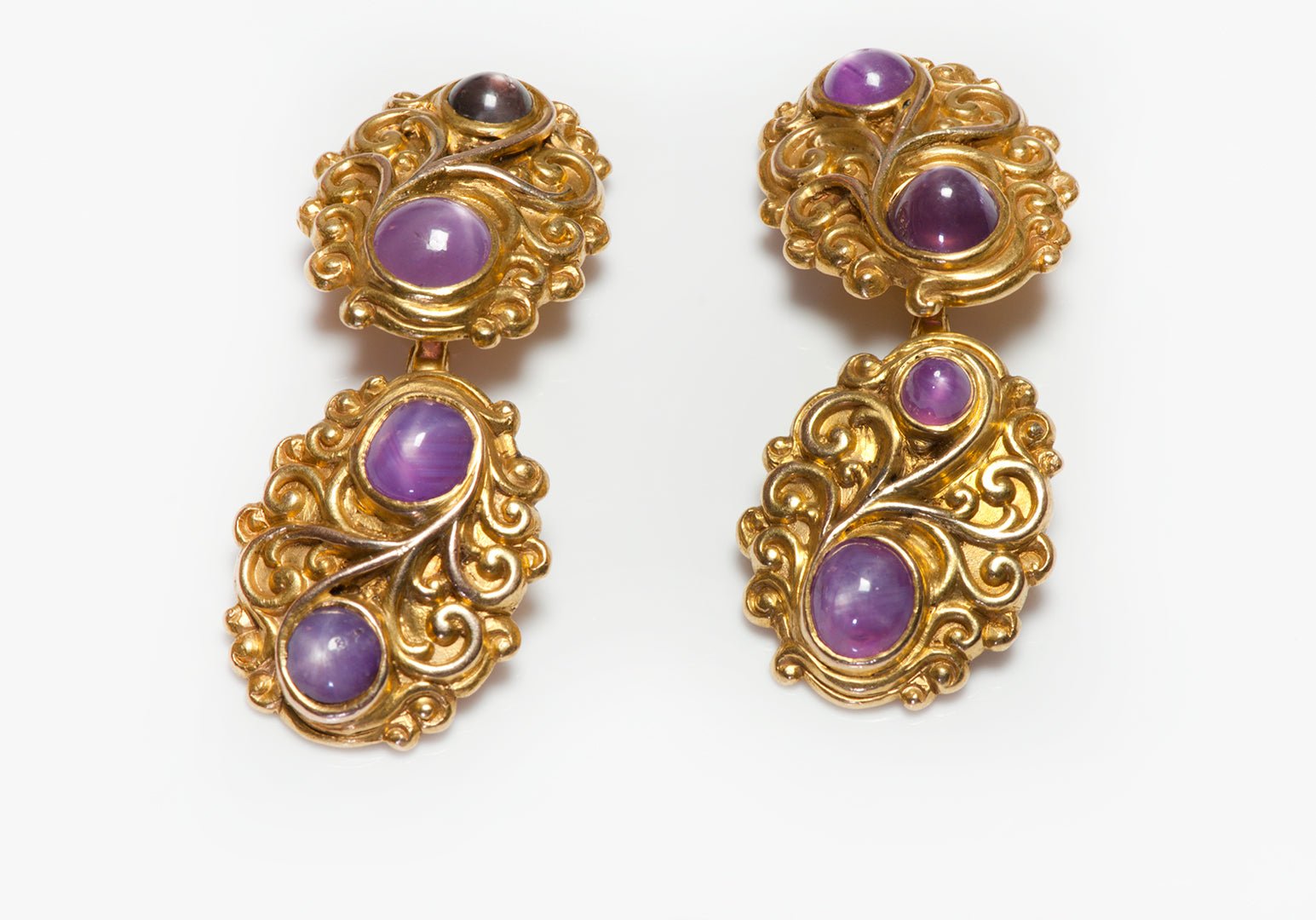 Antique Marcus & Co. Art Nouveau Gold Star Sapphire Cufflinks