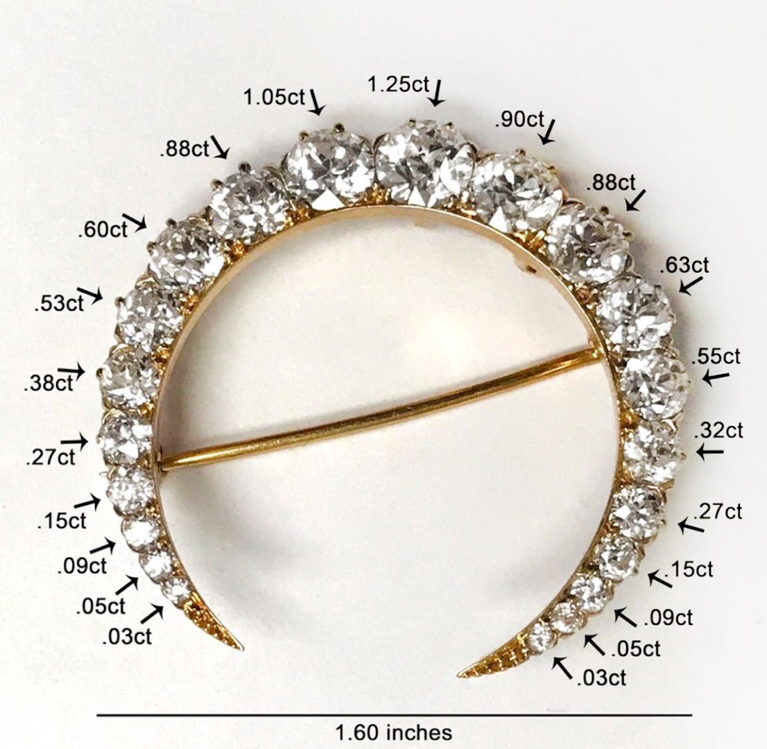 Antique Marcus & Co. Diamond Crescent Gold Brooch
