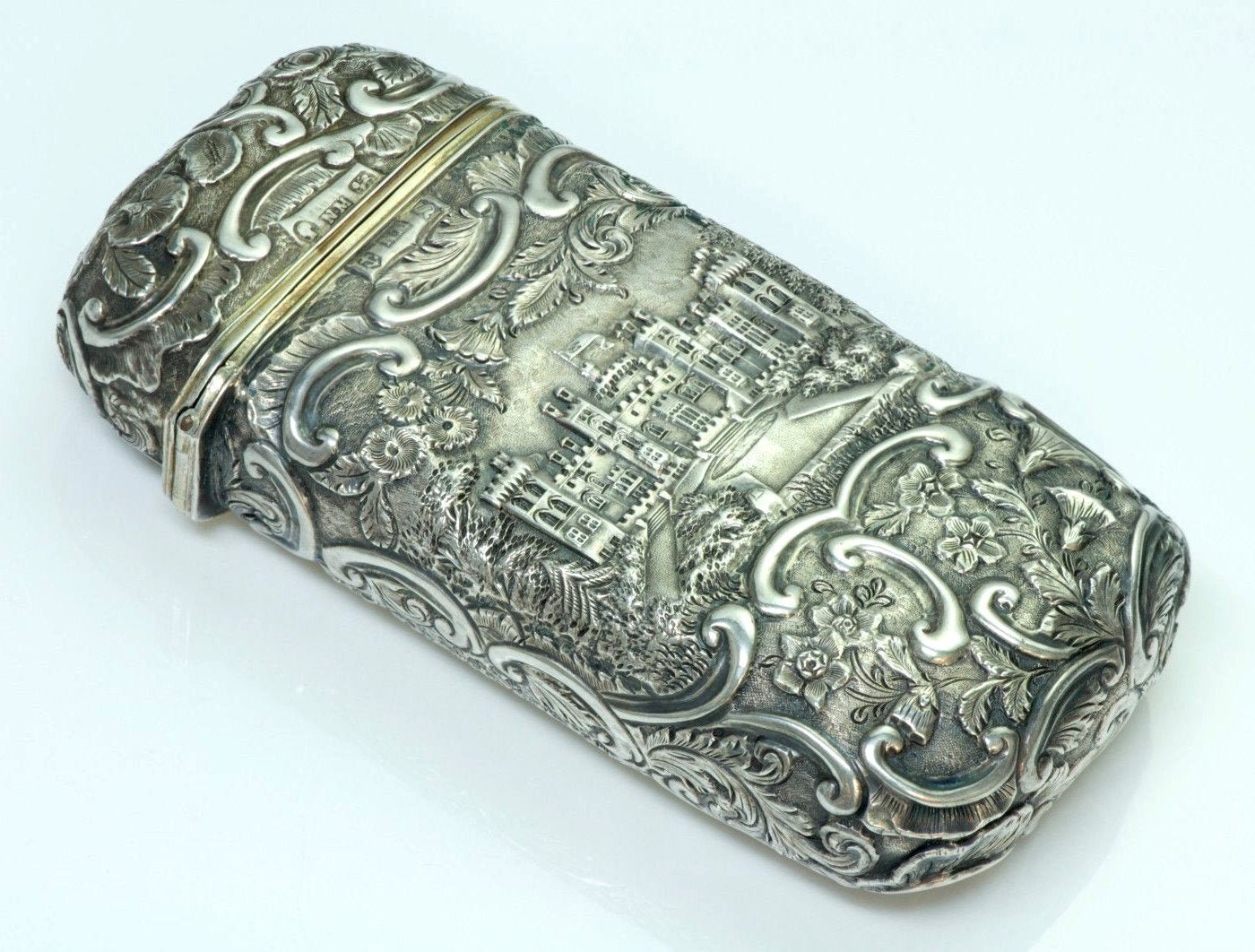 Antique Nathaniel Mills Silver Cigar Case-Box