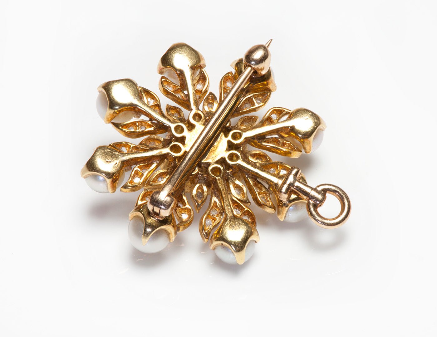 Antique Natural Pearl Diamond Pendant Brooch